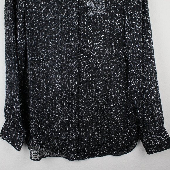 NWT Theory Chevron Burnout Button Silk Viscose Sheer Blouse Top - Picture 11 of 16
